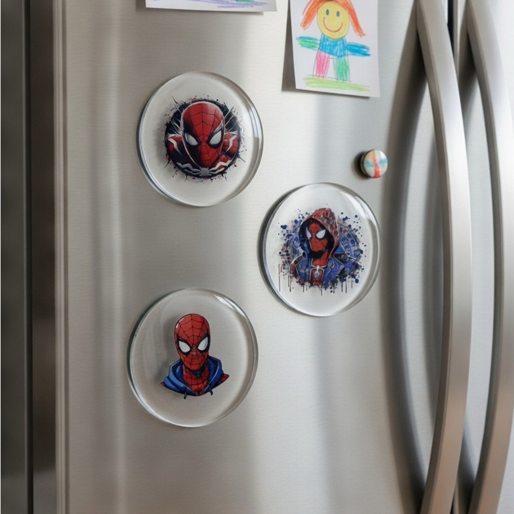 Spider-Man Resin Fridge Magnets Handmade Set of 3
